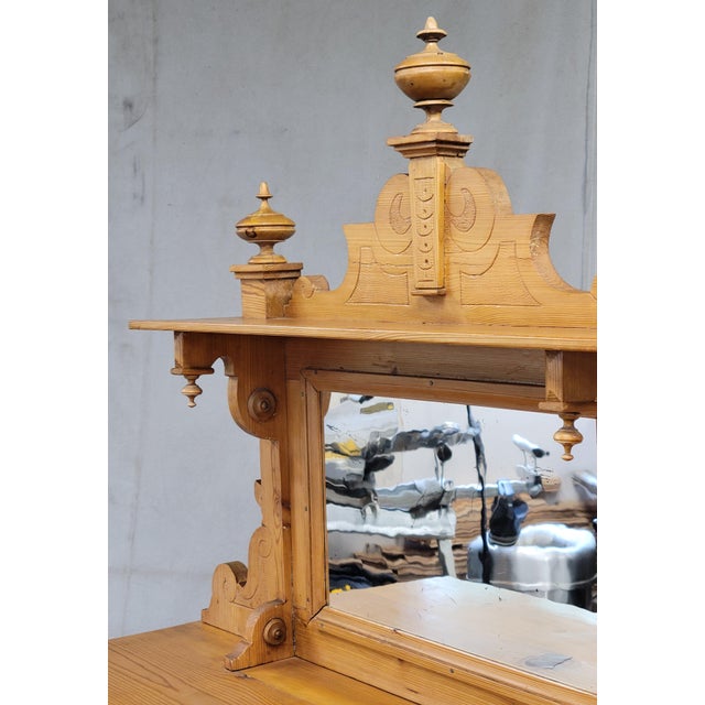 Antique Circa 1880 Swedish Pine Sideboard Buffet With Original Mirror For Sale - Image 12 of 18