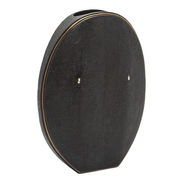 Shagreen Vase With Brass Details by R&y Augousti For Sale
