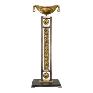 Hand-Cast Ormolu Brass Table Torchère With Marble Base For Sale