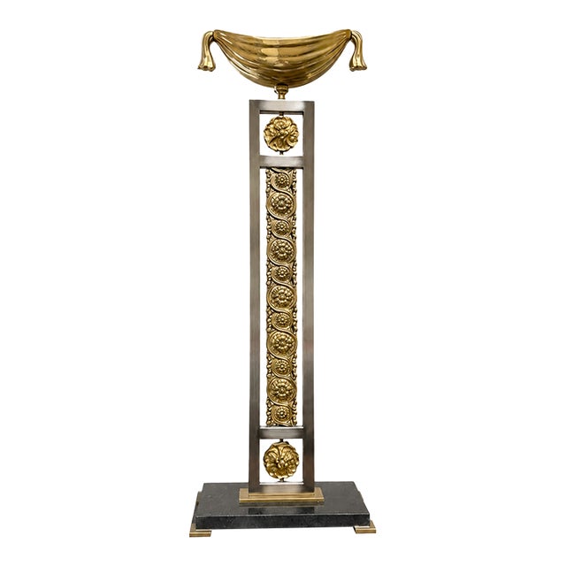 Hand-Cast Ormolu Brass Table Torchère With Marble Base For Sale