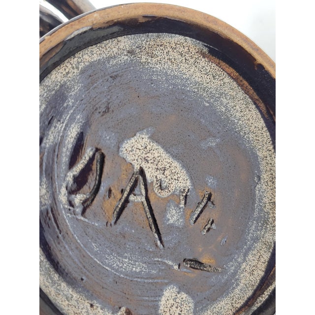 Vintage Vase with Handles in Metallic Black Ceramic from Jean Austruy, France, 1950s For Sale - Image 6 of 12