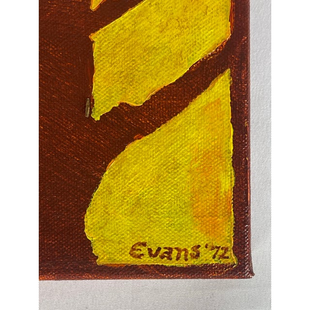 1970s Listing Title Vintage 1972 Signed Evans Mid-Century Modern Abstract Tree Oil Painting For Sale - Image 5 of 6