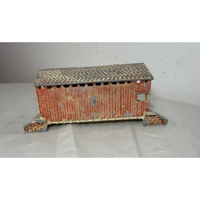 Vintage 20th Century Hand Painted Cast Metal Train Bridge Still Coin Dime Bank For Sale In New York - Image 6 of 10