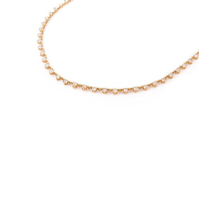 Mid 20th Century Heritage-Inspired 3.6 Carat Real Diamond Station Chain Necklace in 18k Gold For Sale - Image 5 of 14