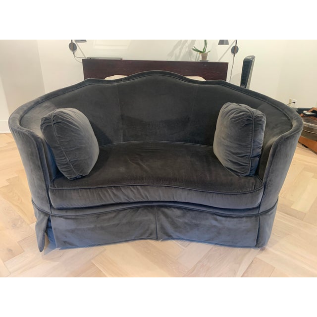 MidCentury Gray Velvet Loveseat with Cushions Chairish