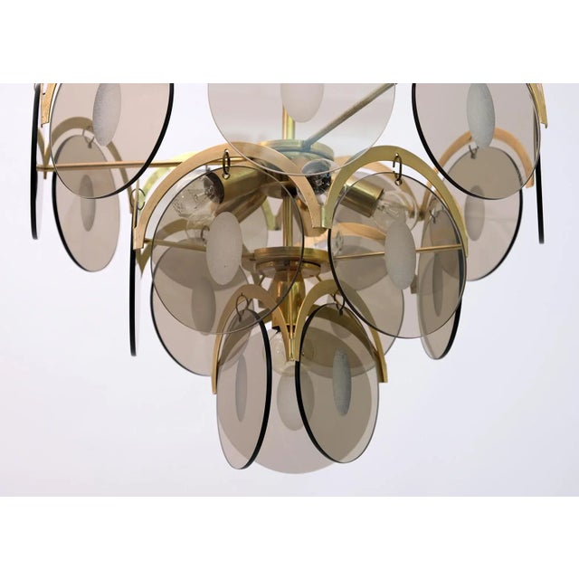 Mid-Century Modern Chandelier in Amber Glass and Brass from Vistosi, 1960s For Sale - Image 6 of 9
