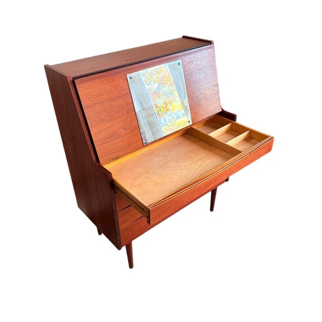 Arne Vodder Danish Teak Vanity Secretary Desk | Arne Vodder Style Mid-Century For Sale - Image 4 of 9