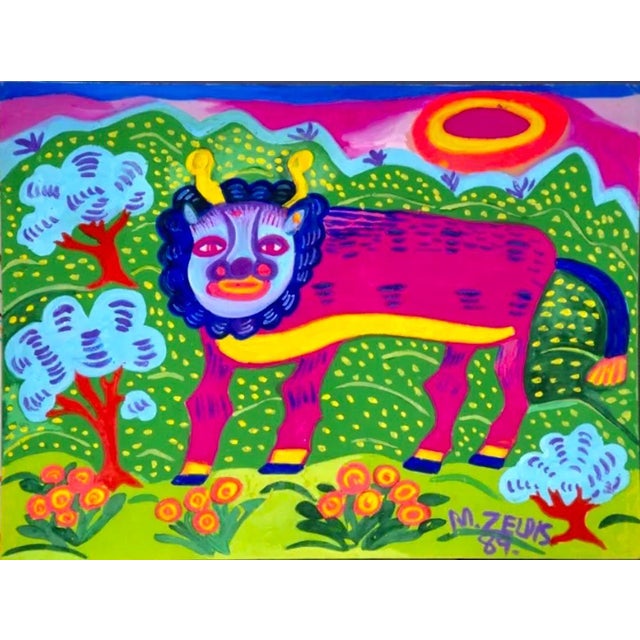 MALCAH ZELDIS Bull gouache on paper Hand signed and dated bottom right. titled in pencil on paper verso. Malcah Zeldis...