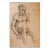 Vintage 1950s Charles Normann Male Charcoal Drawing For Sale