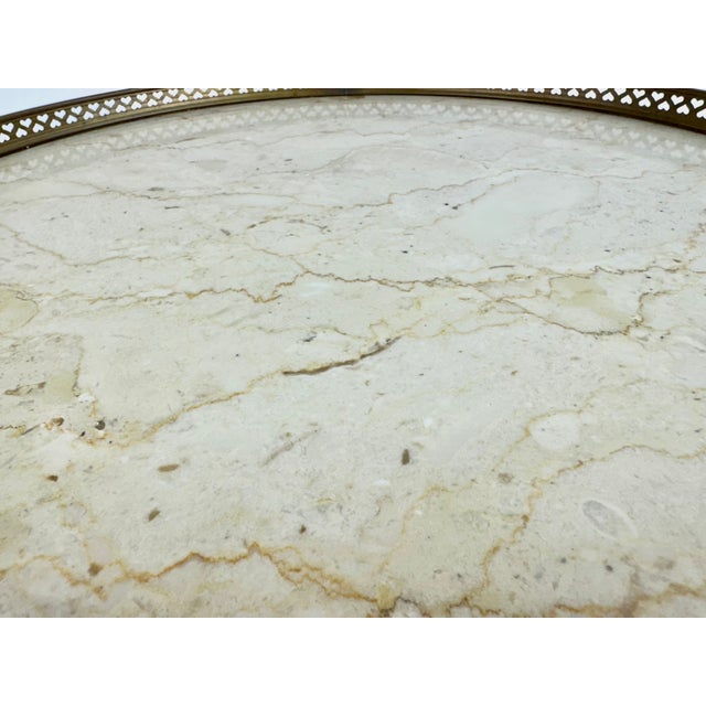 Vintage Mid 20th Century Louis XVI Style Mahogany Marble Top Guéridon Side Table For Sale - Image 10 of 13