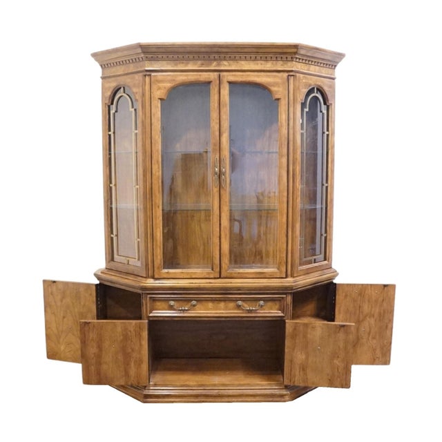 Wood Bernhardt Furniture Solid Walnut French Provincial 61" Lighted Display China Cabinet 636-100 / 636-606 For Sale - Image 7 of 15