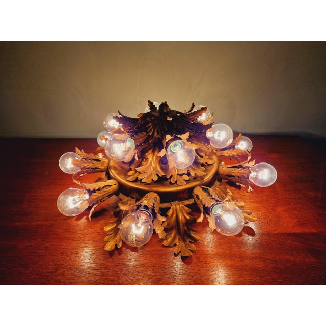 Large Gold Metal Ceiling Light from Banci Firenze, Italy, 1960s For Sale - Image 4 of 16