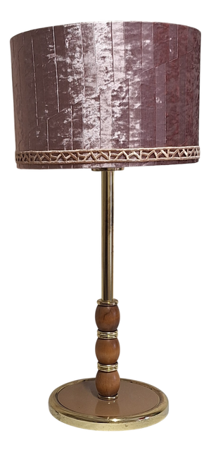 Vintage Table Lamp with Brass Base and Handmade Fabric Shade from Lamplove, 1970s
