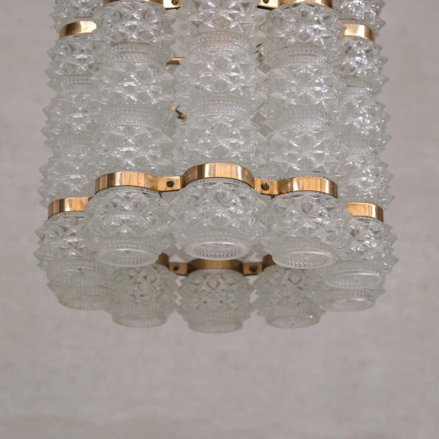 Mid-Century Modern Swedish Brass and Glass Pendant Light by Orrefors for Tyringe, 1960s For Sale - Image 6 of 8