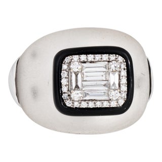 Rock Crystal Diamond Dome Ring Estate 18k White Gold Sz 6.5 Cocktail Jewelry For Sale
