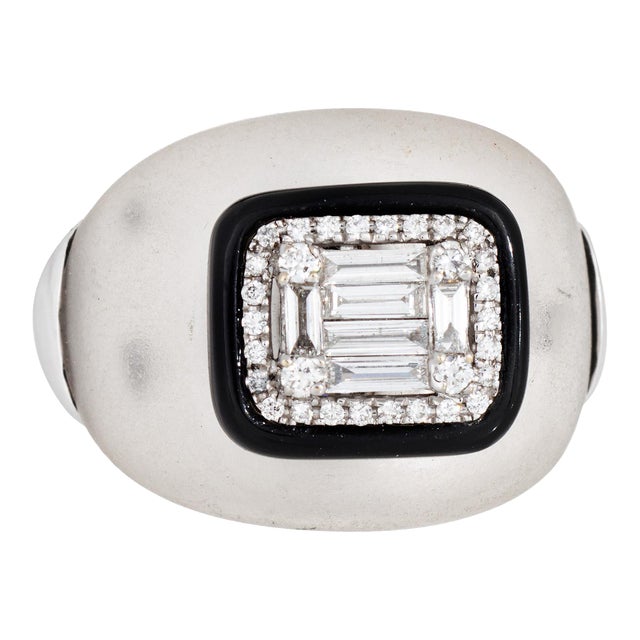 Rock Crystal Diamond Dome Ring Estate 18k White Gold Sz 6.5 Cocktail Jewelry For Sale