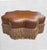 English Vintage Genuine Leather Large Ralph Lauren Style Scalloped Camel Ottoman With Bullion Fringe For Sale - Image 3 of 17