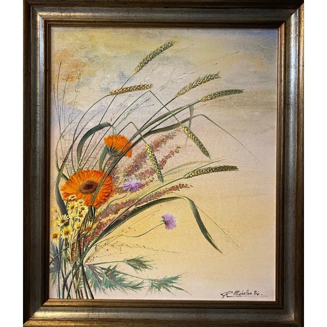 Orange René Michallon, The Seven Ears of Happiness, Oil on Canvas, 1986, Framed For Sale - Image 8 of 8