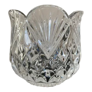 Mid-20th Century Bohemian Cut Crystal Votive Candle Holder or Bowl Catchall, Czech
