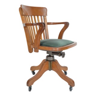 English Swivel Tilt Hillcrest Teak Captains Office Desk Chair, 1940s For Sale