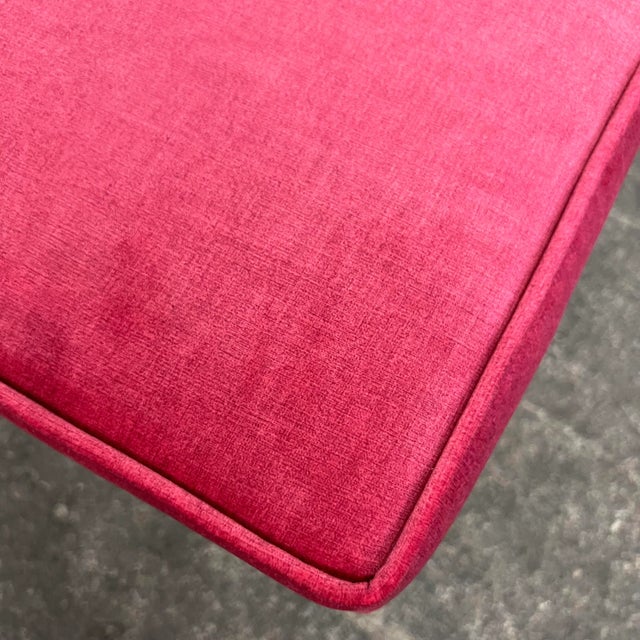 Paul McCobb Style Iorn Ottoman Stool Dark Pink Super Soft Fabric For Sale - Image 10 of 10