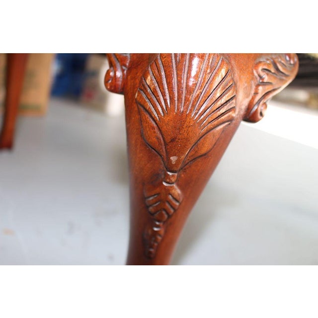 Vintage Queen Anne Style Chenille Wingback Chairs - Set of 2 For Sale - Image 12 of 14