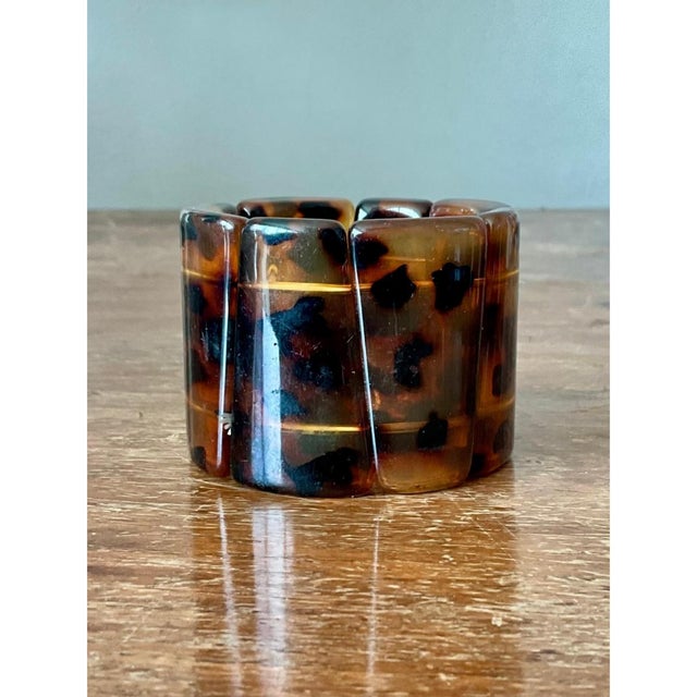 Vintage Faux Tortoise Bakelite Stretch Bracelet For Sale - Image 10 of 12