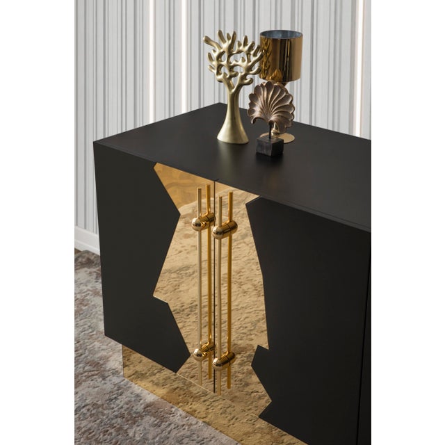 Callista Sideboard, Black & Gold For Sale In Los Angeles - Image 6 of 10