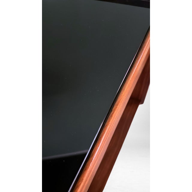 Mid 20th Century Mid-Century Modern Italian Console in Red Walnut With Black Glass Top For Sale - Image 11 of 18