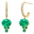 14k Yellow Gold Hoop Drop Earrings With Cabochon Emeralds & Diamonds, A Pair For Sale