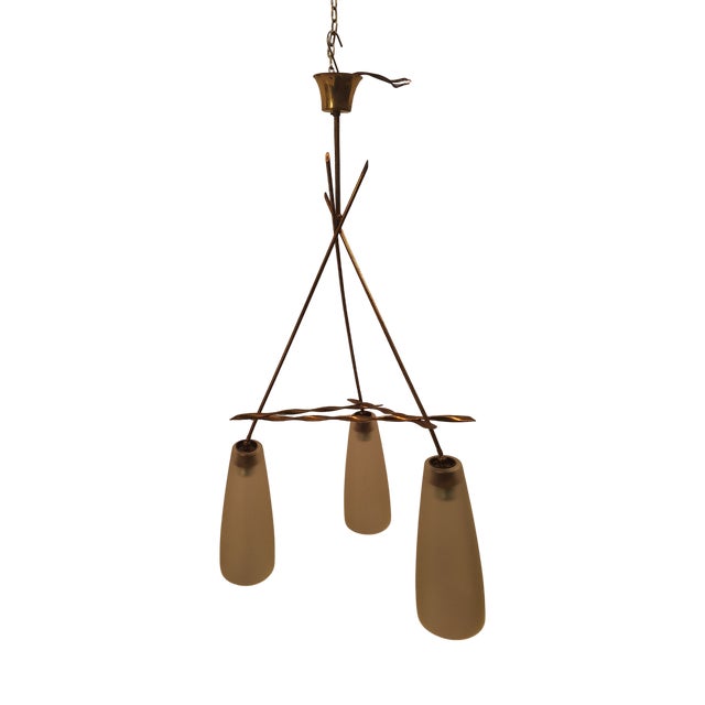 Vintage Pendant Light with Twisted Brass Structure from Fontana Arte, 1950s For Sale