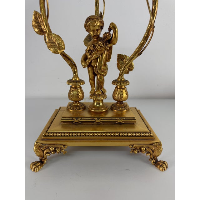 Large Italian Art Nouveau Three-Light Table Lamp in Gilded Bronze and Murano Glass, 1980s For Sale - Image 10 of 15