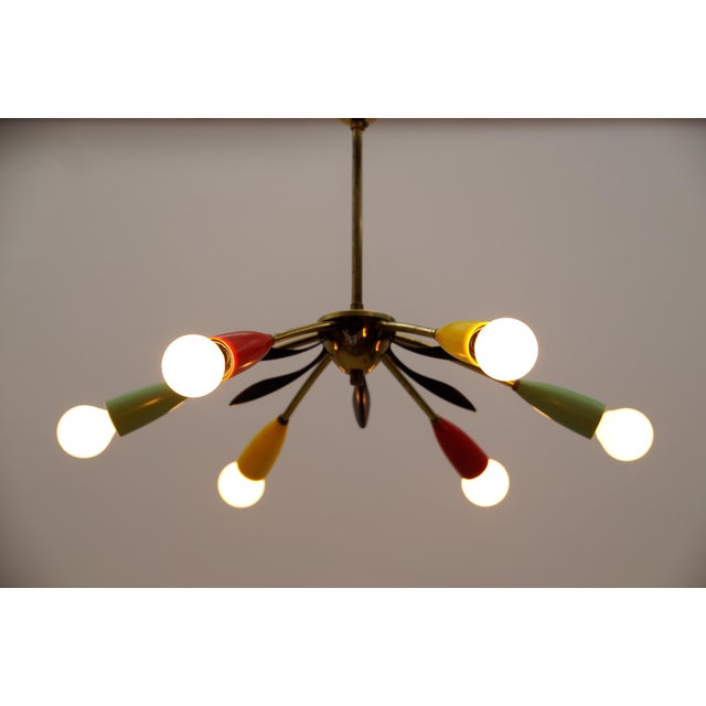 Mid-Century Modern Brass 6-Arm Sputnik Lamp, Italy, 1950s For Sale - Image 11 of 13