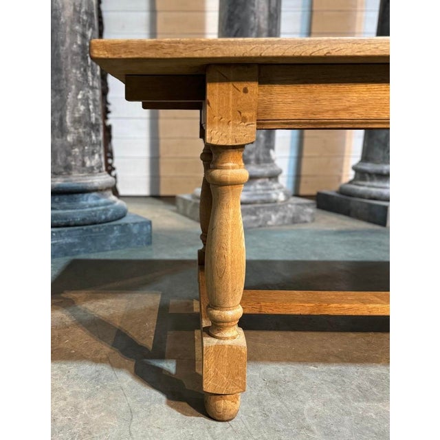 Large Bleached Oak Farmhouse Dining Table, 1920s For Sale - Image 9 of 18