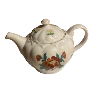 Laura Ashley 1970s Vintage English Tea Pot Floral on White Ceramic