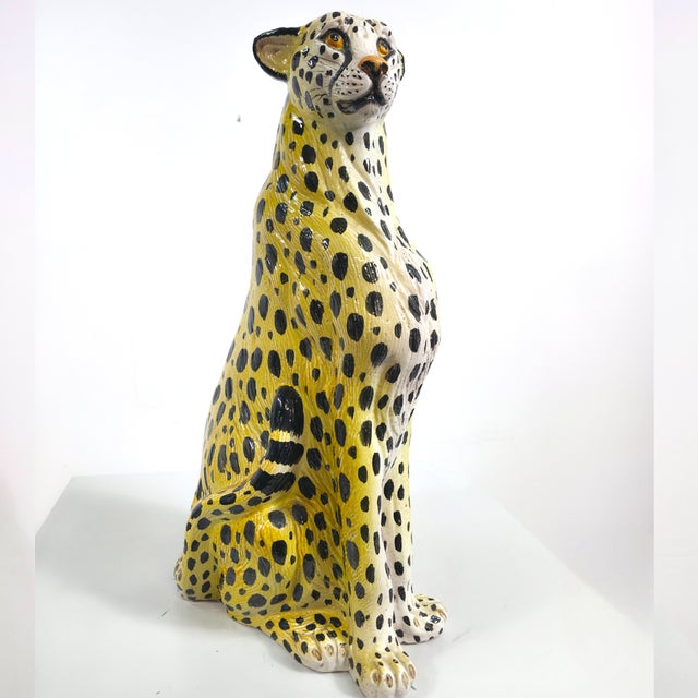 Black Italian Terracotta Leopard Statue, 1950 For Sale - Image 8 of 8