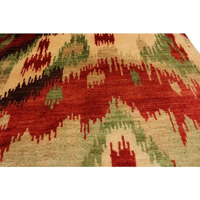 1990s Ikat Modern Red/Brown Wool Rug - 3'0 X 4'0 For Sale In New York - Image 6 of 8