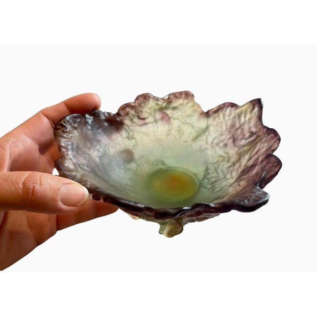 Vintage French Cabbage Leaf Bowl from Daum For Sale - Image 9 of 11