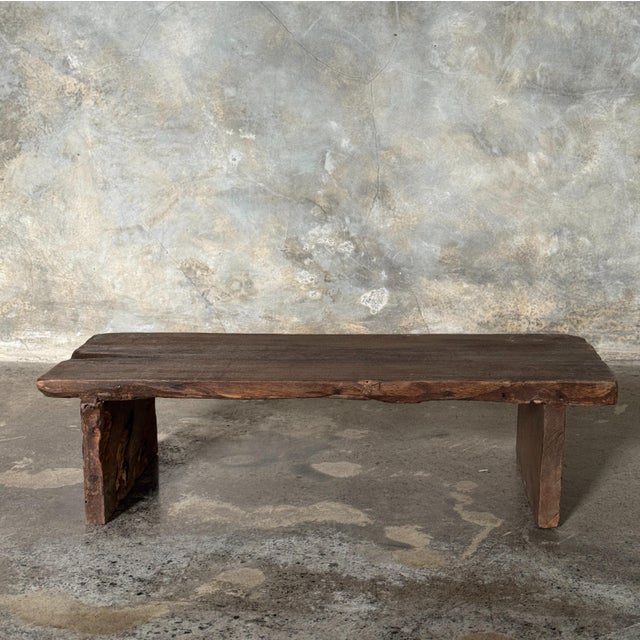 Small Low Bench in Antique Indonesian Teak, 1980s For Sale - Image 10 of 18
