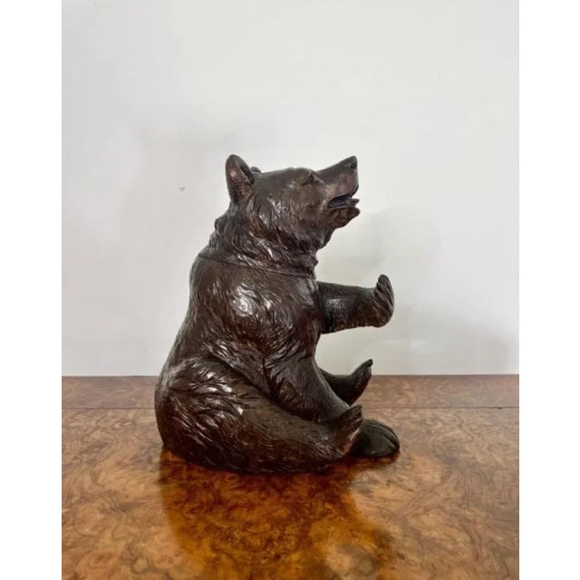 Large Antique 19th Century Victorian Carved Black Forest Bear, 1860s For Sale - Image 4 of 12