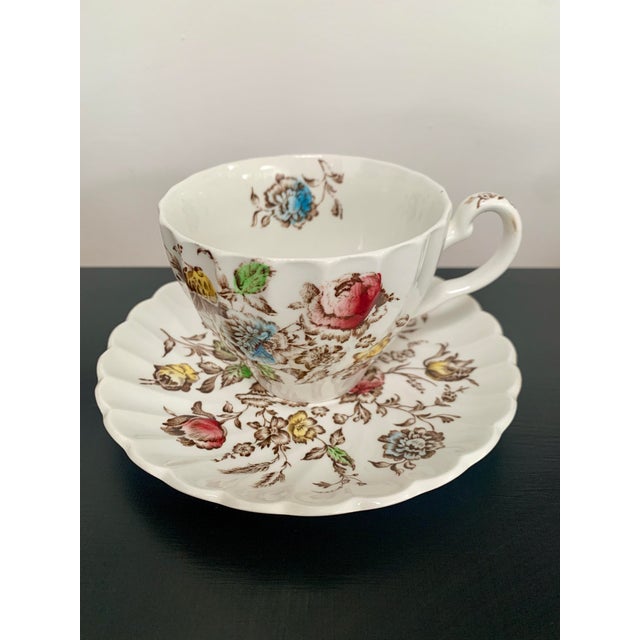 Staffordshire Bouquet is a beautiful vintage multi floral china pattern on a cream colored ironstone or bone china...