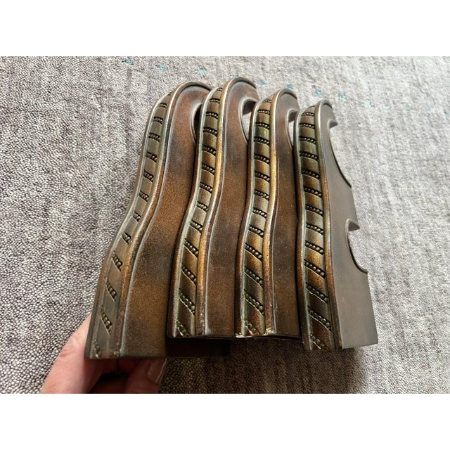 2000s Decorator Heavy Duty Carved “Double” Drapery Rod Brackets Poles - Set of 4 For Sale - Image 4 of 7