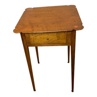 Vintage Tiger Maple Cookie Cutter Corner Side Table For Sale