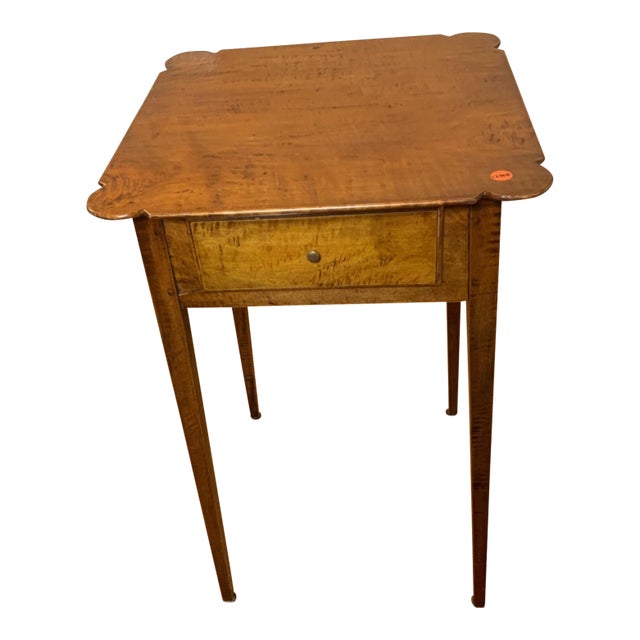 Vintage Tiger Maple Cookie Cutter Corner Side Table For Sale