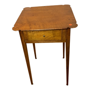 Vintage Tiger Maple Cookie Cutter Corner Side Table
