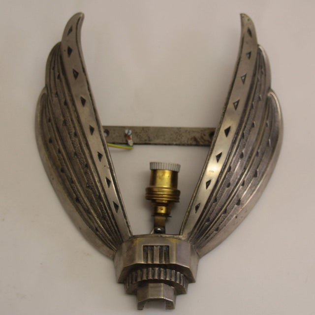 Art Deco Molded Glass and Nickeled Bronze Wall Sconces from Hanots, 1920s, Set of 2 For Sale - Image 4 of 15
