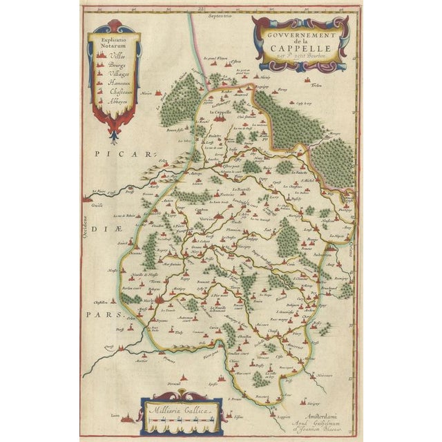 Antique Map of Vermandois and La Capelle from Blaeu, France, 1642 For Sale - Image 4 of 9