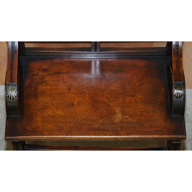 Antique Hall Bench with Brass Mounts & Walnut Frame from Jas Shoolbred, 1890s For Sale - Image 5 of 18