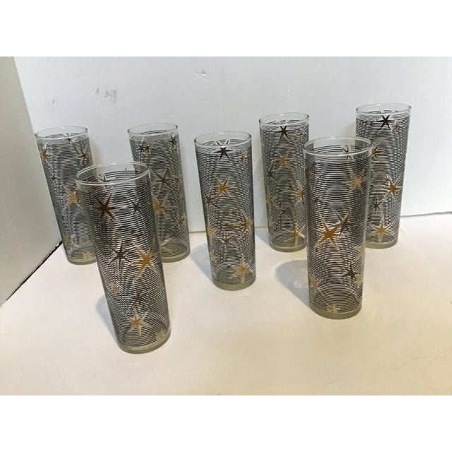 Mid 20th Century 20th Century Tom Collins Starburst Highball Glasses - Set of 7 For Sale - Image 5 of 5