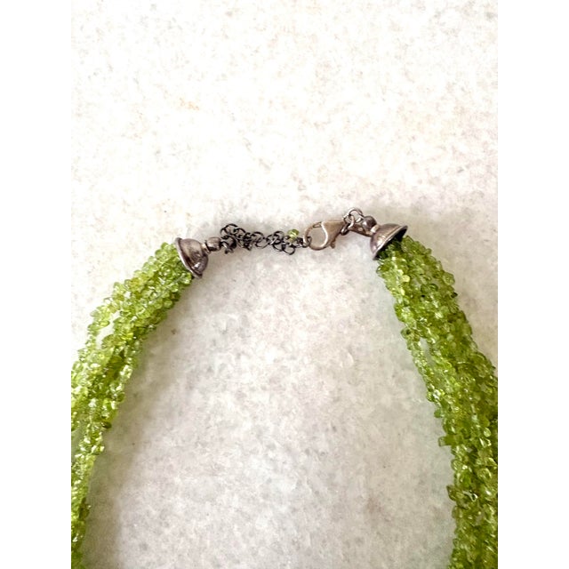 Contemporary Vintage Multi Strand Peridot and Sterling Silver Necklace For Sale - Image 3 of 4